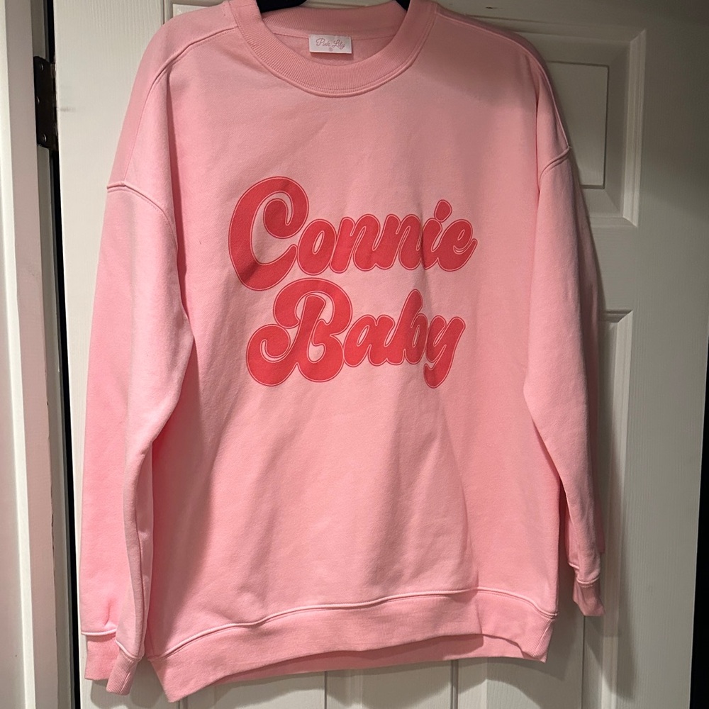 Pink Lily small Soft Pink Crewneck sweatshirt.  Connie Baby logo.  Like new